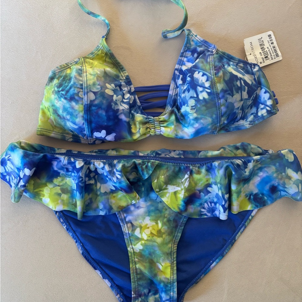 BP | new Floral hazy daisy Bikini Set - Blue and Green